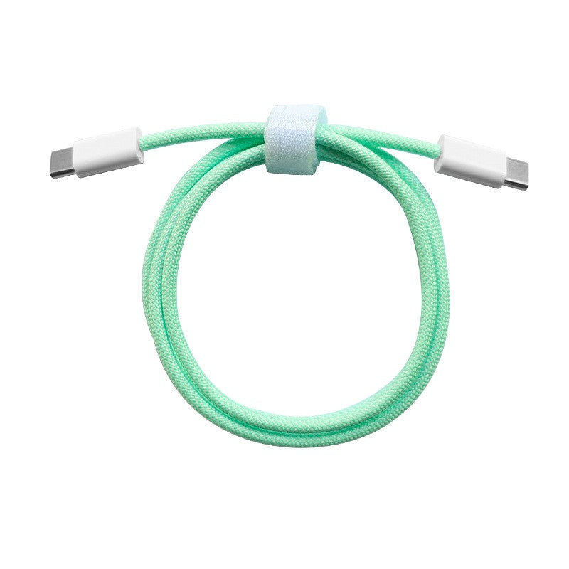 Cablu de Date si Incarcare Rapida, USB-C la USB-C, Universal pentru Telefon si Tableta, Nailon Impletit, 1 m, Verde