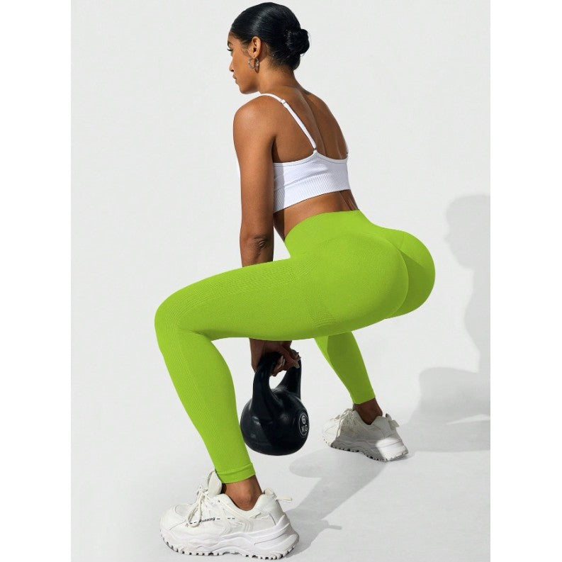 Pantaloni Fitness Și Yoga Pentru Femei, Talie Înaltă Cu Efect Modelator, Material Elastic Din Nailon Și Spandex, Respirabili, Verde, Mărime M