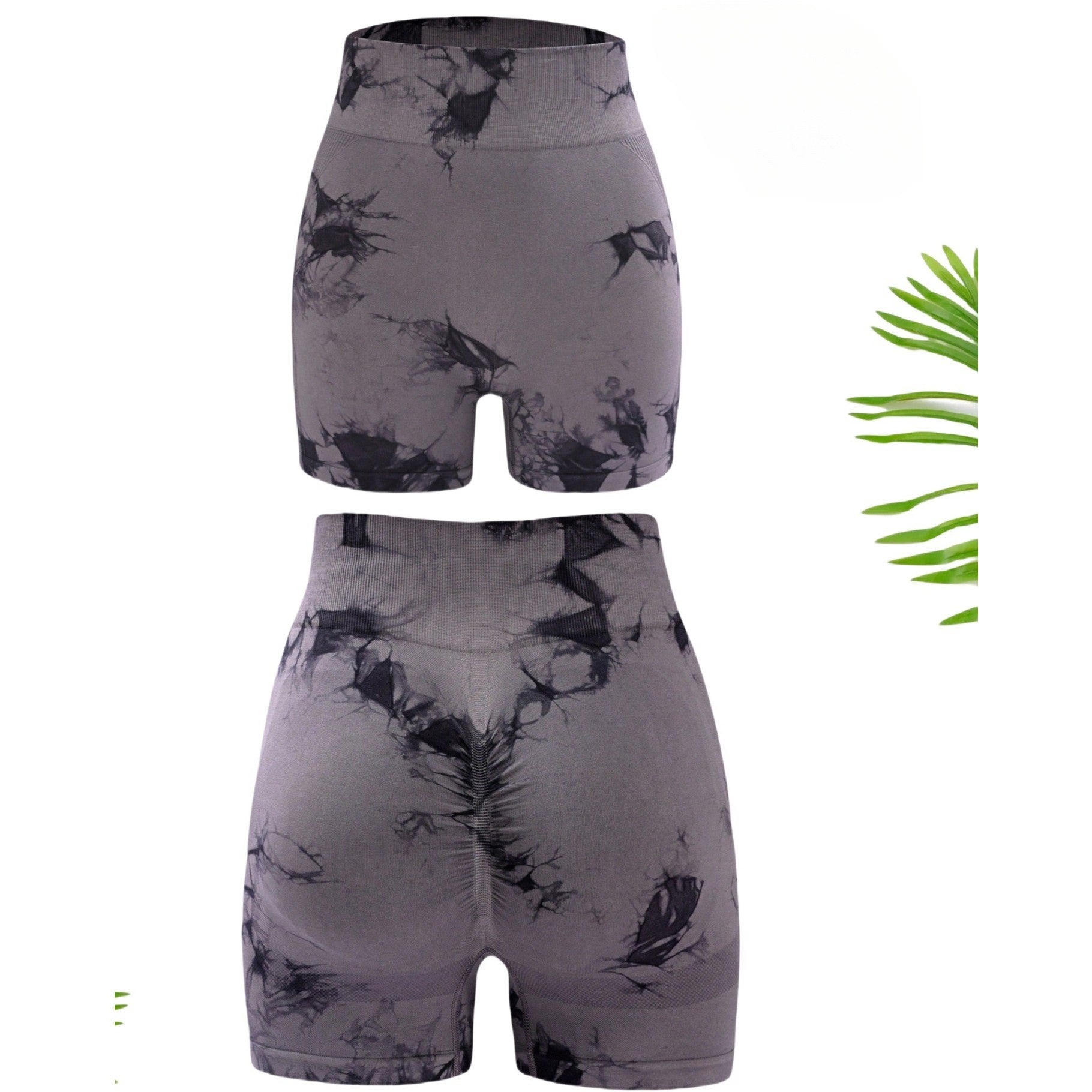 Pantaloni Scurti Fitness si Yoga pentru Femei, Talie Inalta cu Efect Modelator si Push-Up, Material Elastic Spandex Squat Proof, Gri, Marime S