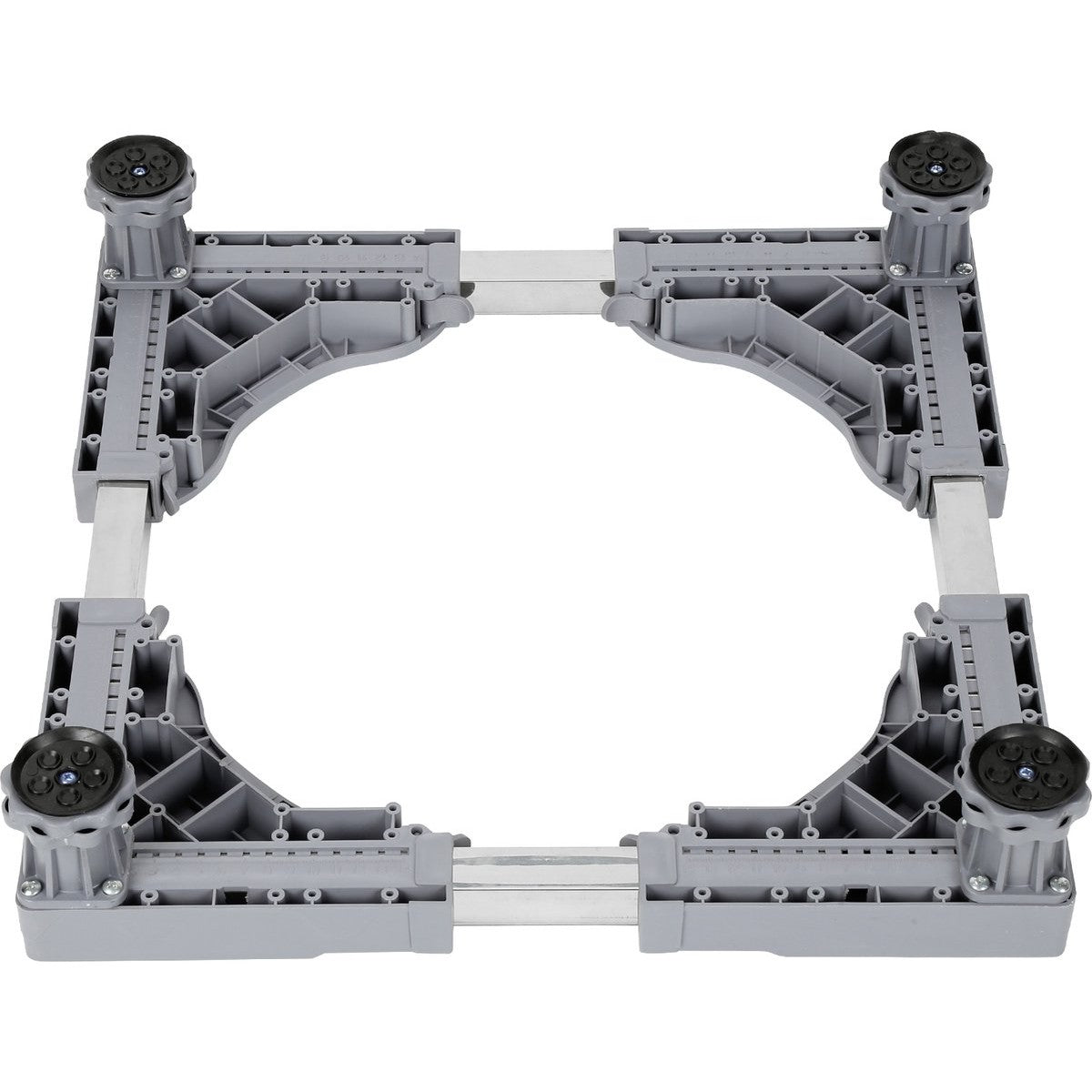 Suport Universal Reglabil pentru Masina de Spalat si Frigider, Baza Antivibratii cu 4 Picioare Antiderapante, Otel Inoxidabil si Plastic, 45-63 cm, Gri