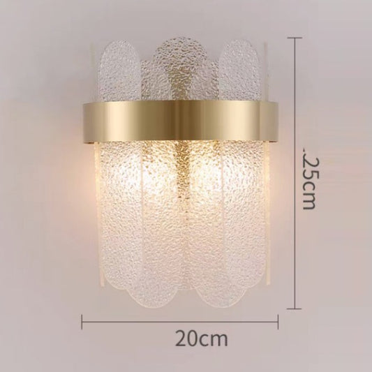 Aplica de Perete pentru Interior, Lampa de Lux cu Cristale Transparente, Structura Inox, Lumina Reglabila Calda Rece Neutra, Auriu, 25 x 20 cm