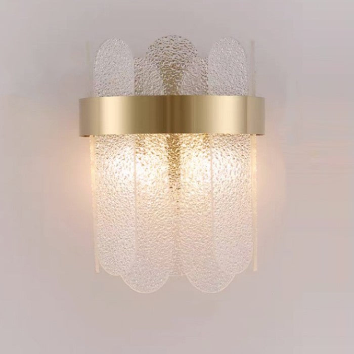 Aplica de Perete pentru Interior, Lampa de Lux cu Cristale Transparente, Structura Inox, Lumina Reglabila Calda Rece Neutra, Auriu, 25 x 20 cm