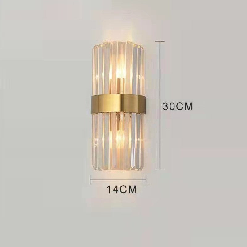 Aplica de Perete pentru Interior, Lampa de Lux cu Cristale Transparente, Corp de Iluminat din Inox Auriu, 3 Tipuri de Lumina Calda Rece Neutra, 35 x 14 cm, Transparent Auriu