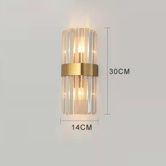 Aplica de Perete pentru Interior, Lampa de Lux cu Cristale Transparente, Corp de Iluminat din Inox Auriu, 3 Tipuri de Lumina Calda Rece Neutra, 35 x 14 cm, Transparent Auriu