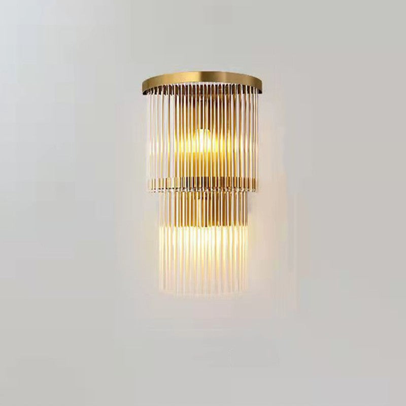 Aplica de Perete Interior, Lampa Decorativa de Lux, Inox Auriu si Cristal, 3 Tipuri de Lumina Calda Rece Neutra, 43 x 25 cm, Transparent Auriu