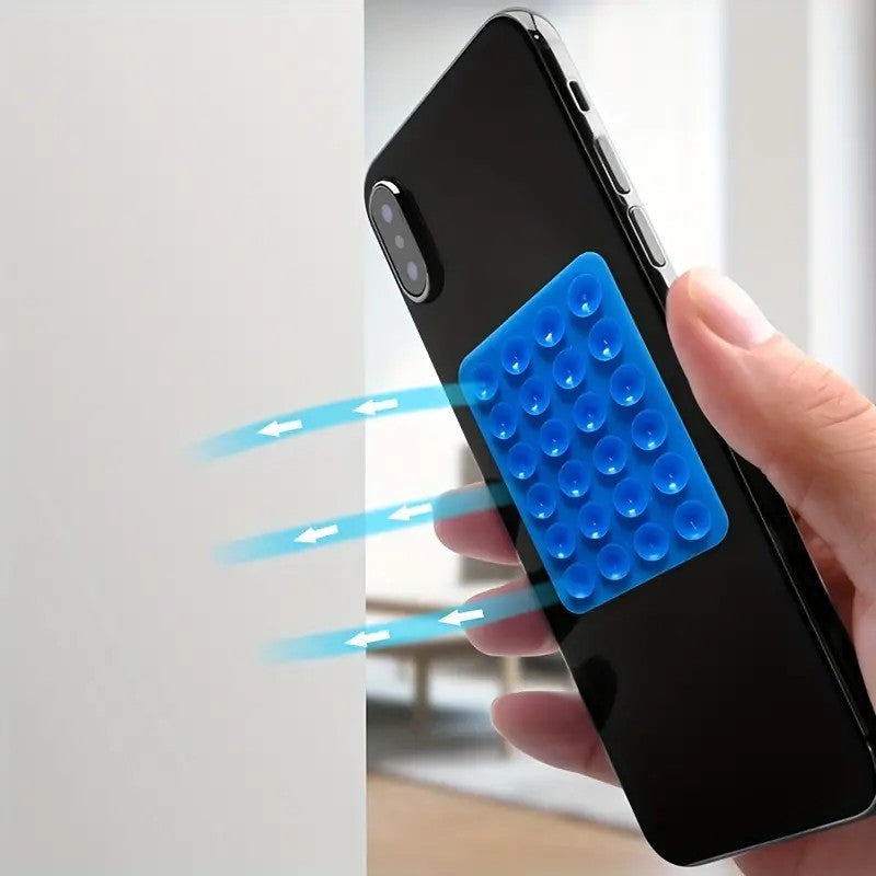 Suport Telefon Universal cu 24 Ventuze, Suport Adeziv pentru Tableta si Selfie, Silicon, 8 x 5.5 x 1 cm, Albastru