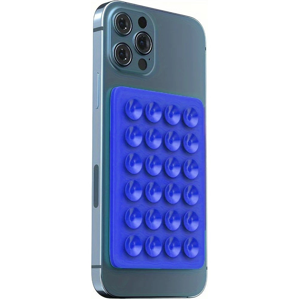 Suport Telefon Universal cu 24 Ventuze, Suport Adeziv pentru Tableta si Selfie, Silicon, 8 x 5.5 x 1 cm, Albastru
