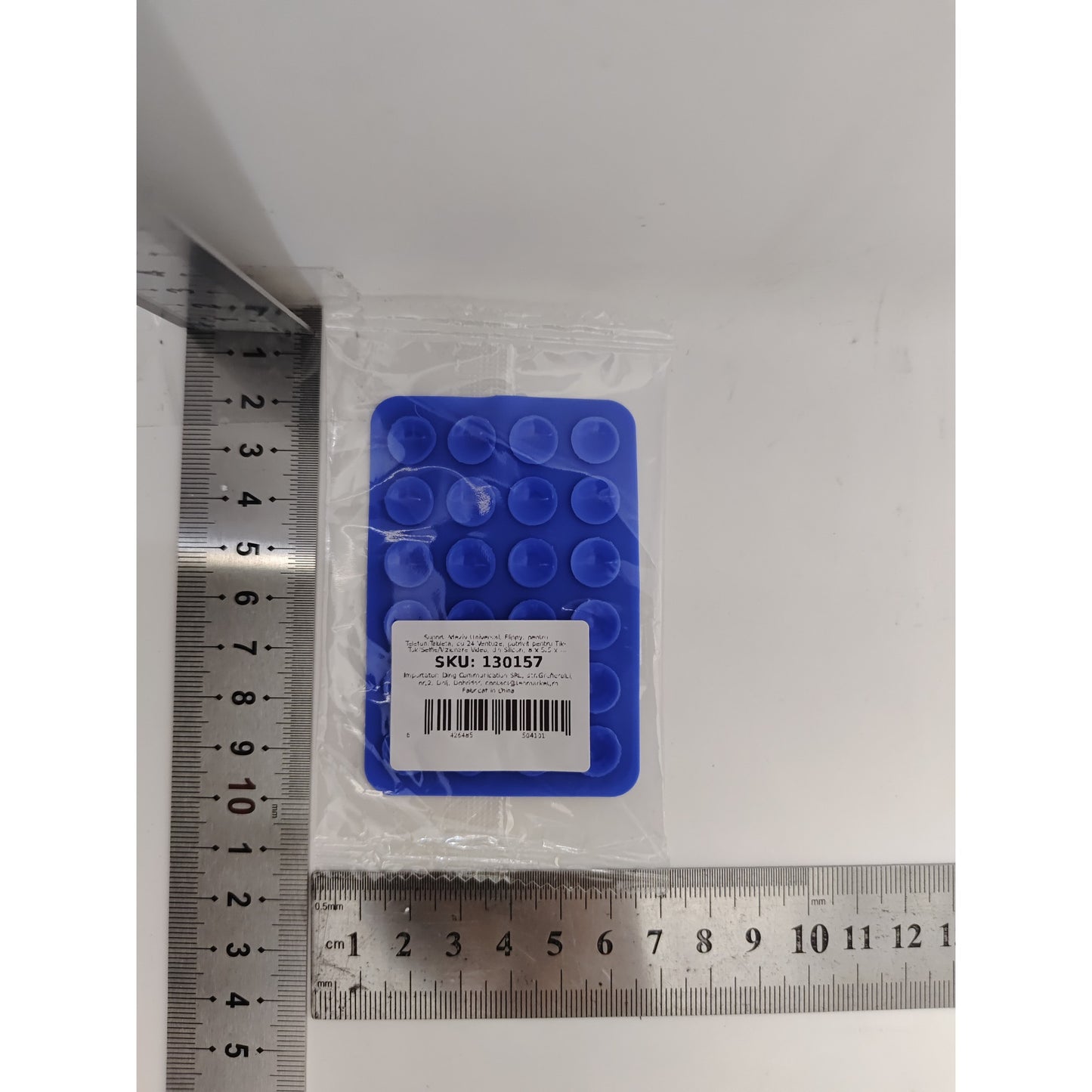 Suport Telefon Universal cu 24 Ventuze, Suport Adeziv pentru Tableta si Selfie, Silicon, 8 x 5.5 x 1 cm, Albastru
