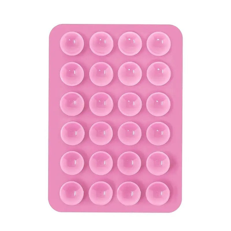 Suport Telefon si Tableta cu 24 Ventuze, Suport Auto si Selfie din Silicon pentru Tik-Tok, Universal, 8 x 5.5 cm, Roz