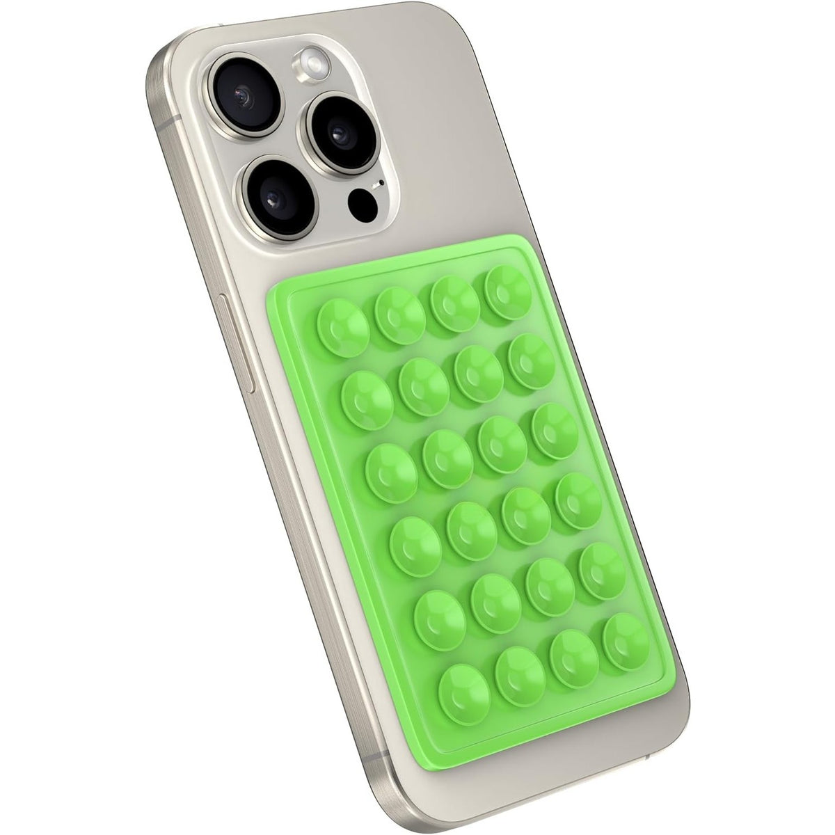 Suport Adeziv Universal pentru Telefon si Tableta, cu 24 Ventuze, pentru Selfie, Tik-Tok si Filmar, din Silicon Ecologic, 8 x 5.5 x 1 cm, Verde