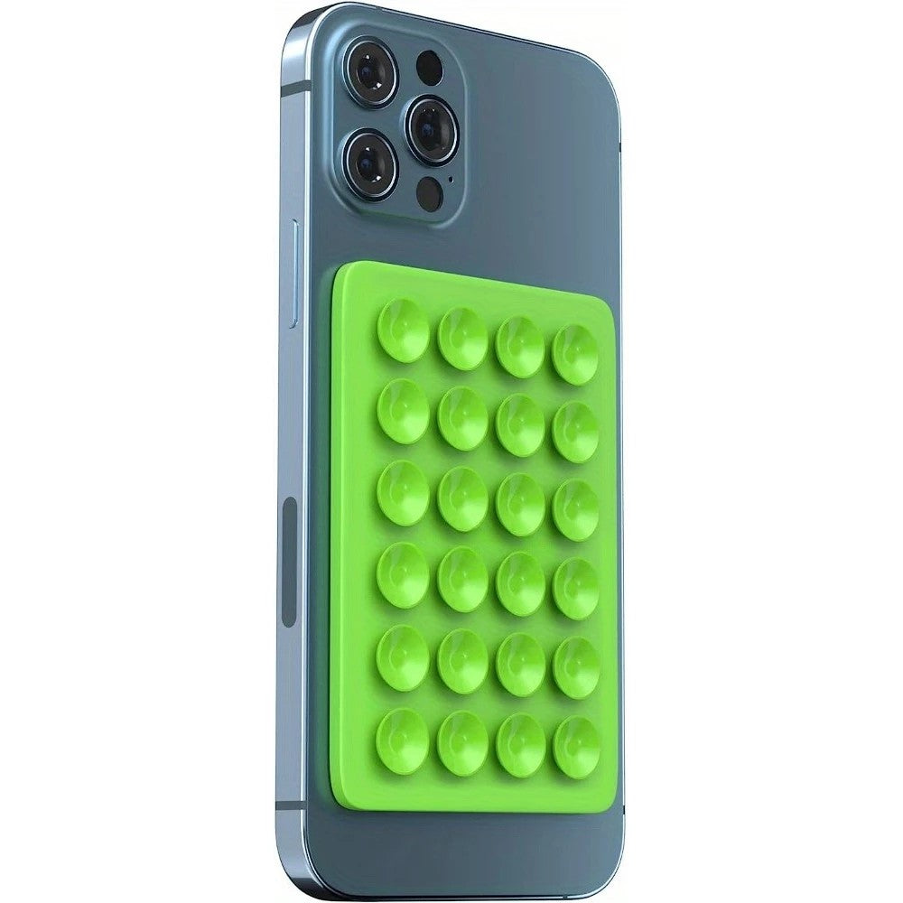 Suport Adeziv Universal pentru Telefon si Tableta, cu 24 Ventuze, pentru Selfie, Tik-Tok si Filmar, din Silicon Ecologic, 8 x 5.5 x 1 cm, Verde