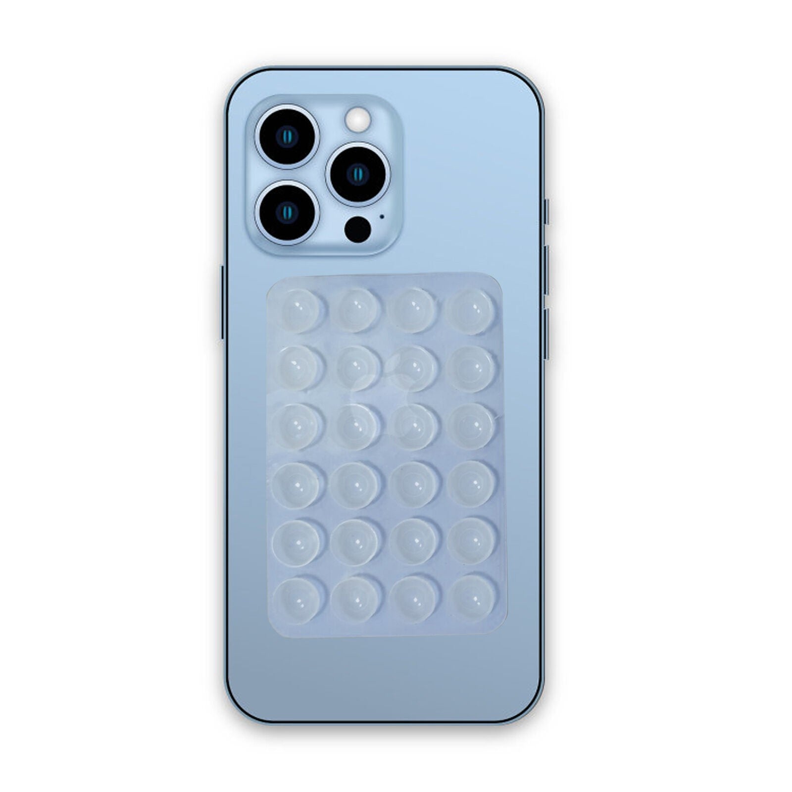 Suport Adeziv Universal pentru Telefon si Tableta, cu 24 Ventuze pentru Selfie si TikTok, din Silicon Ecologic, 8 x 5.5 x 1 cm, Transparent