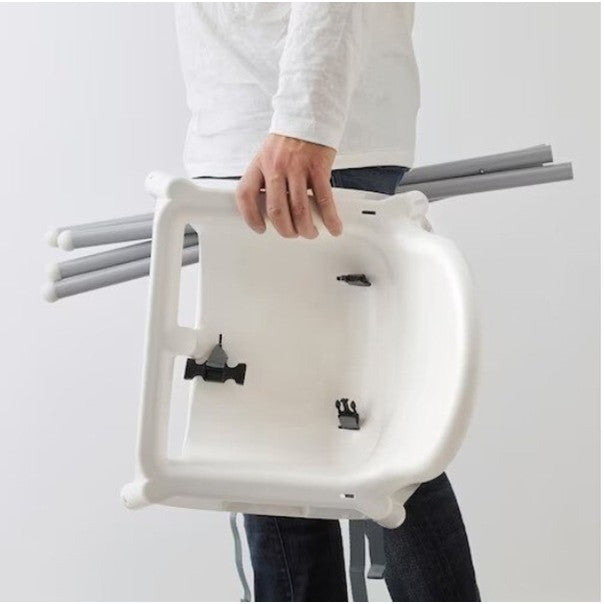 Scaun de Masa pentru Bebelusi si Copii, Tava Detasabila si Structura Anti-Rasturnare, Plastic si Metal, 6-36 Luni, 63 x 57 x 85 cm, Alb
