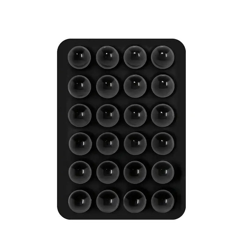 Suport Adeziv Universal pentru Telefon si Tableta, cu 24 Ventuze pentru Selfie si TikTok, Silicon Ecologic, 8 x 5.5 x 1 cm, Negru