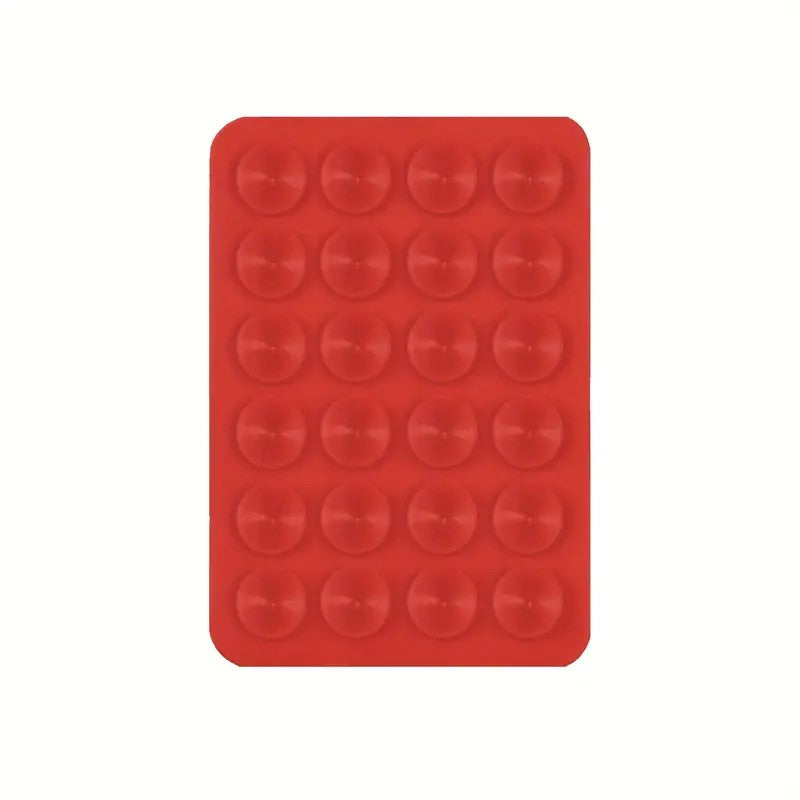Suport Adeziv Universal pentru Telefon si Tableta, 24 Ventuze pentru Selfie si Video, Silicon Flexibil, 8 x 5.5 x 1 cm, Rosu