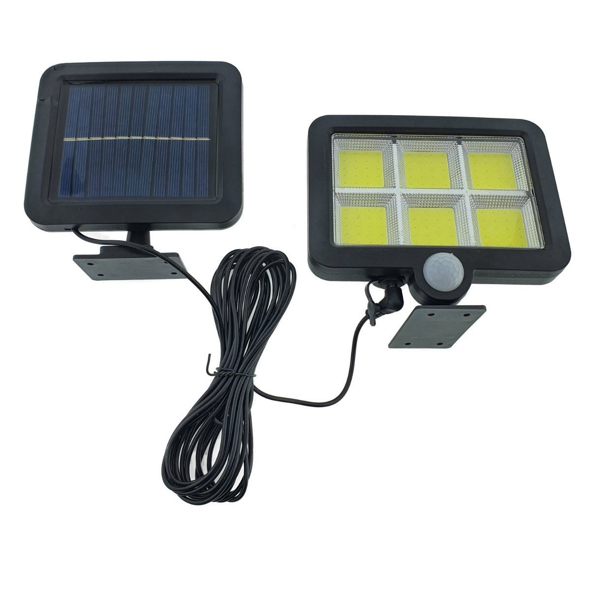 Lampa Solara LED 120 COB, Senzor de Miscare si Lumina, 1200 Lumeni, Panou Solar Detasabil, Cablu 4.8 m, IP65, ABS, Negru/Alb