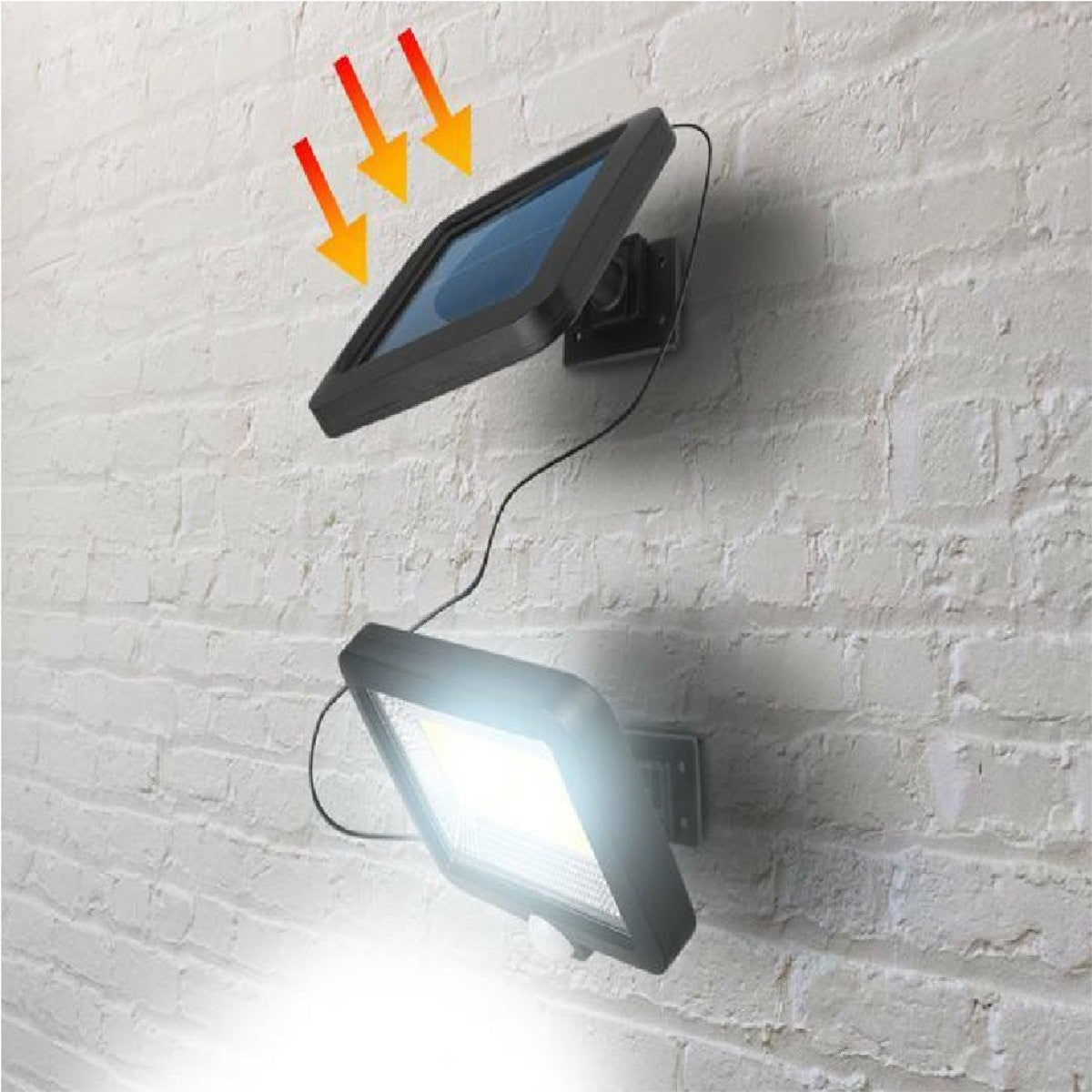 Lampa Solara LED 120 COB, Senzor de Miscare si Lumina, 1200 Lumeni, Panou Solar Detasabil, Cablu 4.8 m, IP65, ABS, Negru/Alb
