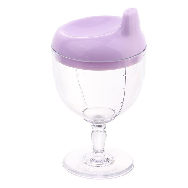 Pahar Educativ pentru Copii cu Cioc Antiscurgere, Design Tip Cupa cu Picior, Policarbonat Rezistent, Gradat 150 ml, Mov, +3 Ani