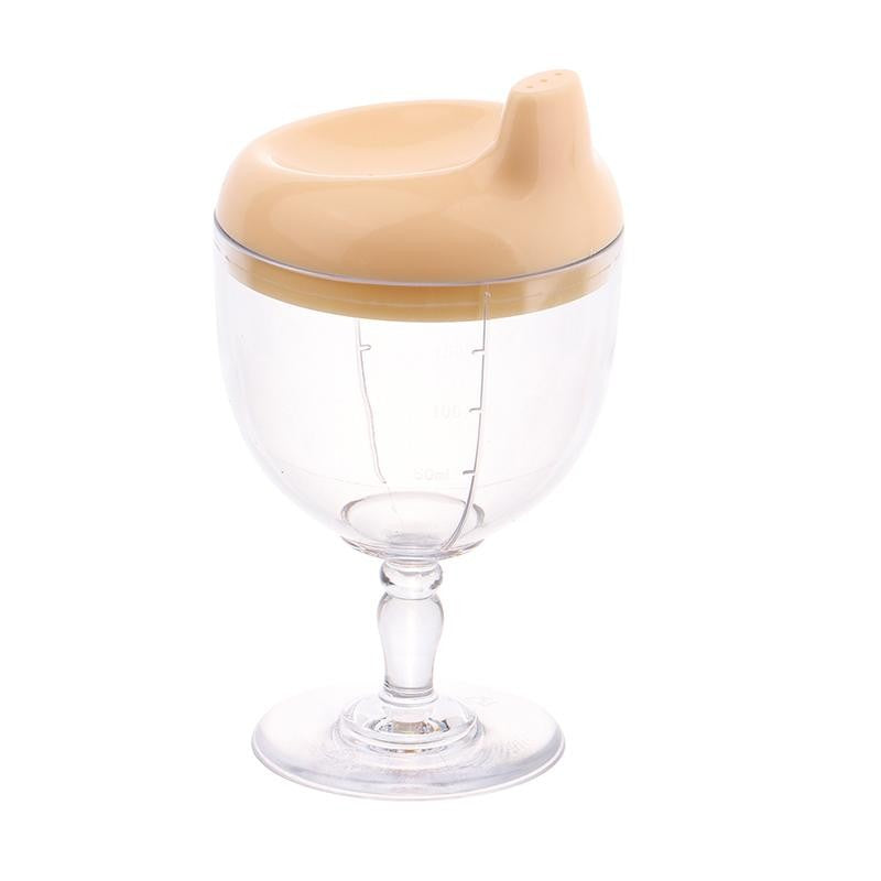 Pahar Bebe Tip Cupa cu Picior, Cioc Antiscurgere si Gradatie, Policarbonat Rezistent la 120 Grade, Fara BPA, 150 ml, Galben, +3 Ani
