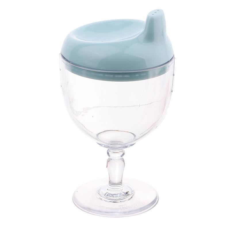 Pahar Educativ pentru Copii cu Cioc Antiscurgere si Gradatie, Plastic Rezistent Fara BPA, Tip Cupa cu Picior, 150 ml, Albastru, +3 Ani