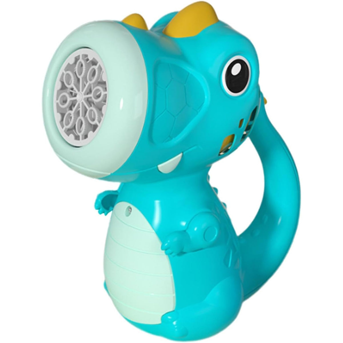 Pistol Baloane De Sapun Interactiv Cu Model Dinozaur, Jucarie Cu 8 Orificii, Sunete Si Lumini, Rotire 360 Grade, Din Plastic, 17.1 x 10.4 x 21.5 cm, Albastru