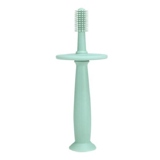Periuță de Dinți pentru Bebeluși și Copii, Curățare 360 Grade, Barieră Anti-Înghițire și Ventuză, Silicon Alimentar Fără BPA, 12.5 cm, Turcoaz