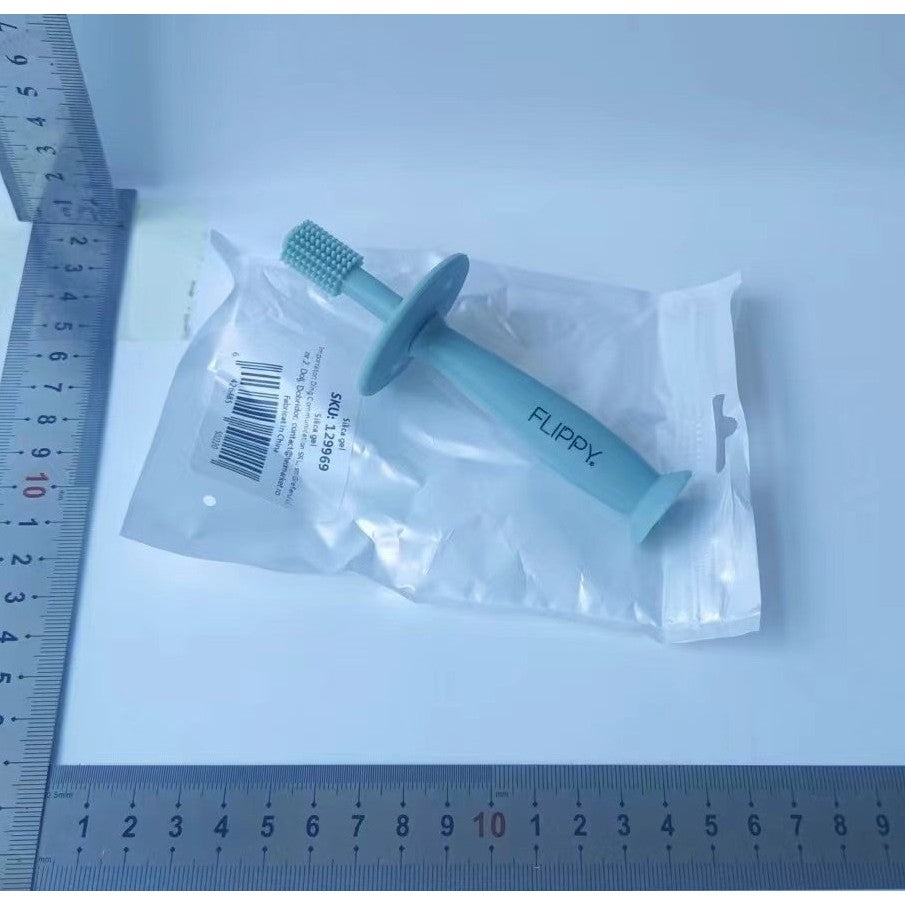 Periuță de Dinți pentru Bebeluși și Copii, Curățare 360 Grade, Barieră Anti-Înghițire și Ventuză, Silicon Alimentar Fără BPA, 12.5 cm, Turcoaz