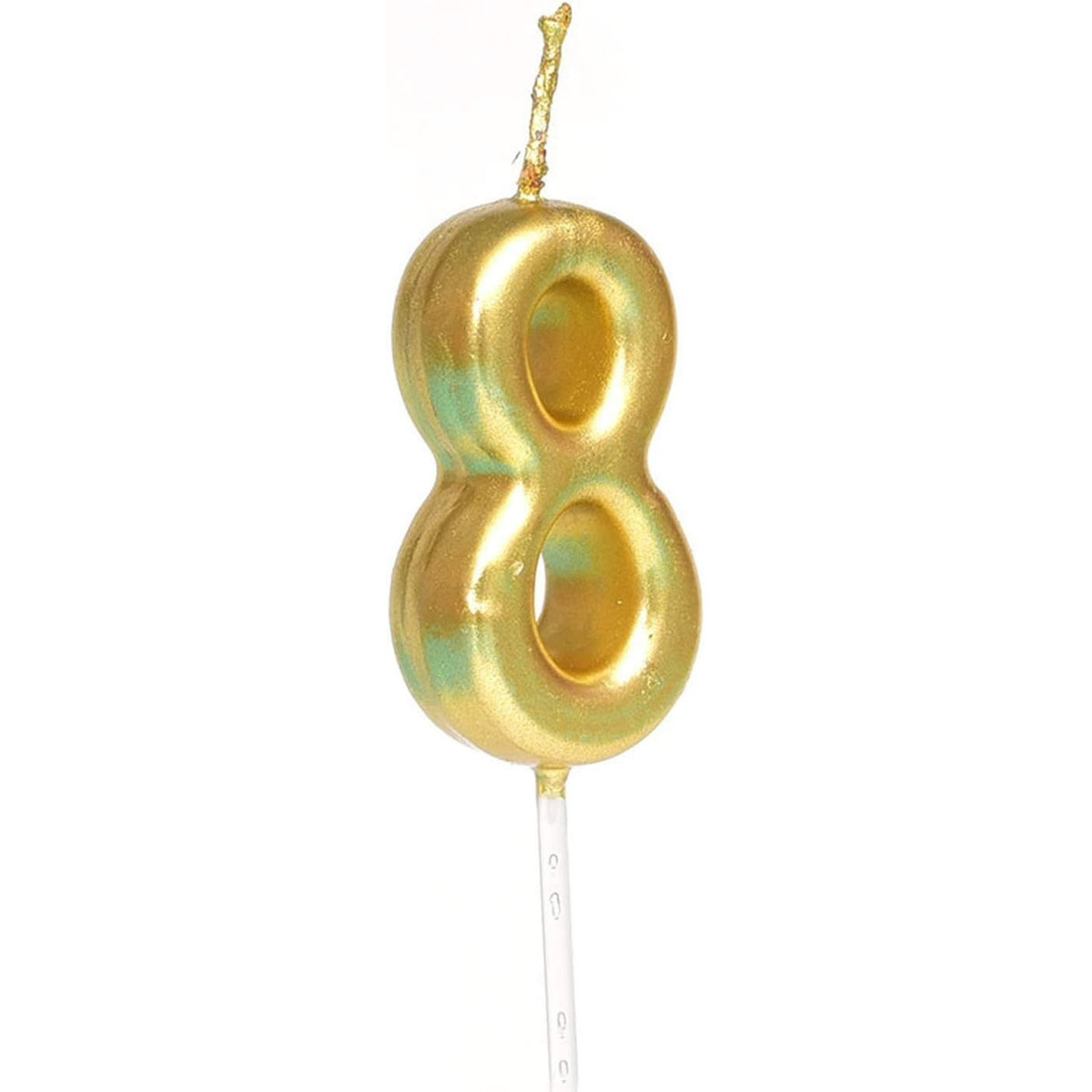 Lumanare de Tort Cifra 8, Decoratiune Aniversara Party, Finisaj Auriu Lucios, Material Parafina, 4.5 x 2.5 cm, 1 Bucata