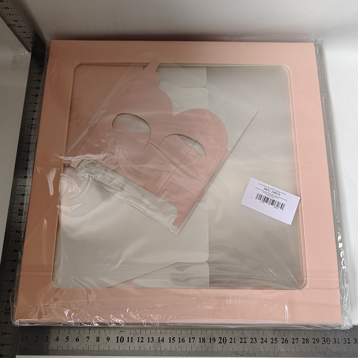 Set 4 Cutii pentru Baloane Baby, Cuburi Decorative pentru Baby Shower și Petreceri, Plastic Transparent cu Contur Roz, 30 x 30 cm