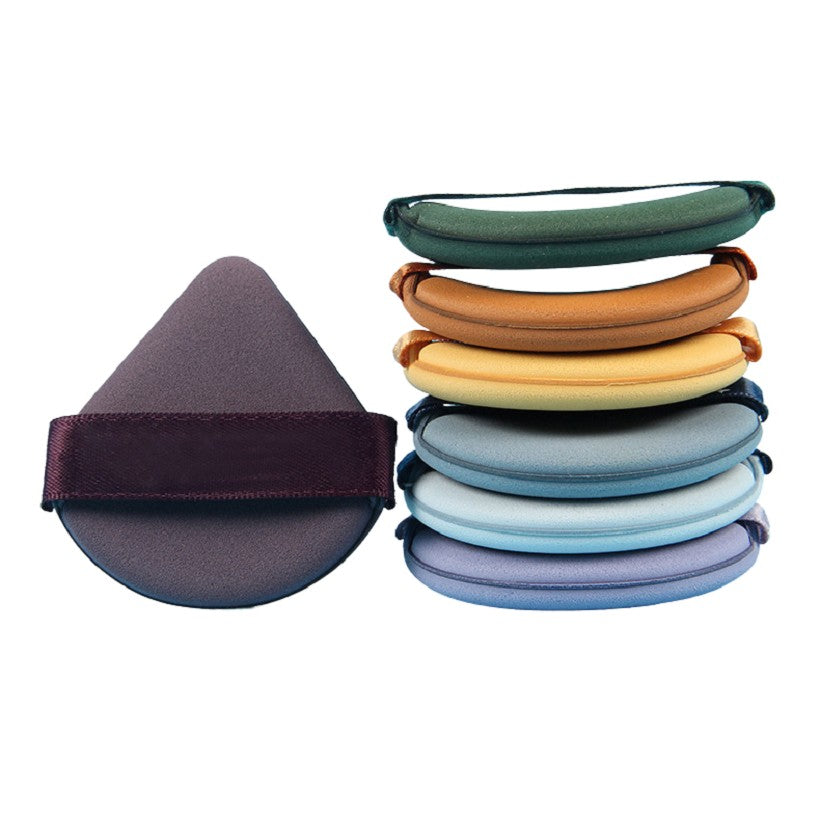 Set 7 Bureti Machiaj Powder Puff, Aplicatoare Reutilizabile pentru Fond de Ten si Pudra, Utilizare Umeda si Uscata, Forme Variate Triunghi, Rotund si Picatura, Multicolor
