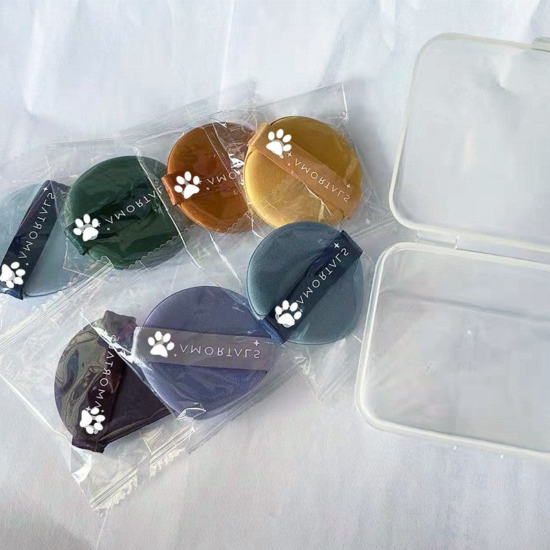 Set 7 Bureti Machiaj Powder Puff, Aplicatoare Reutilizabile pentru Fond de Ten si Pudra, Utilizare Umeda si Uscata, Forme Variate Triunghi, Rotund si Picatura, Multicolor