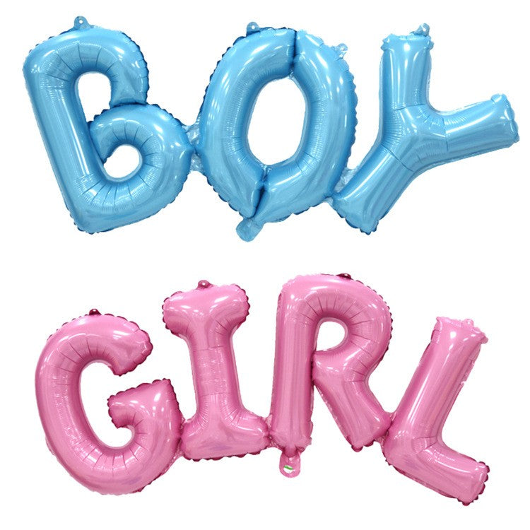 Set Baloane Party Text Girl, Balon din Folie Metalizată pentru Baby Shower și Botez, Umflare Aer sau Heliu, Include Pai, 43x106.5 cm, Roz