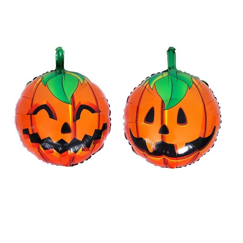 Set 5 Baloane Halloween, Figurine Dovleac si Pisica, Folie Metalizata, Umflare Aer sau Heliu, 90x60 cm si 45 cm, Portocaliu-Negru