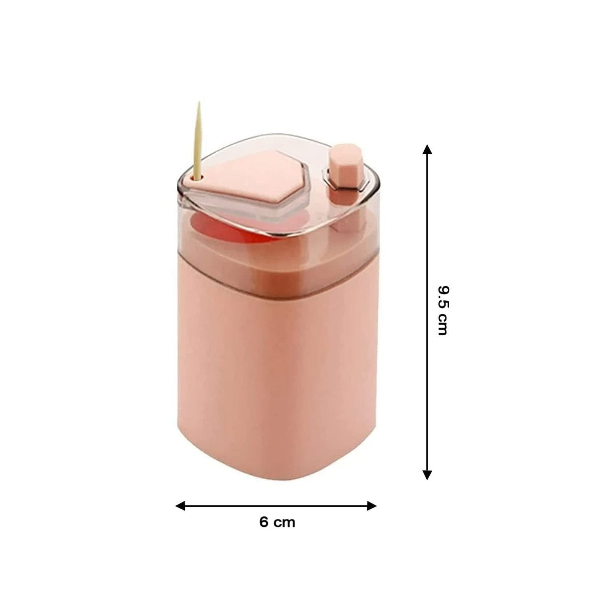 Suport Scobitori Automat cu Buton si Capac, Dispenser Igienic pentru Masa, Plastic PP, 9.5x6 cm, Roz
