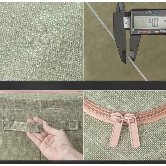 Cutie de Depozitare Pliabila, Organizator Haine cu Cadru Metalic si Fereastra, Material Textil, Capacitate 66 L, 50x40x33 cm, Verde