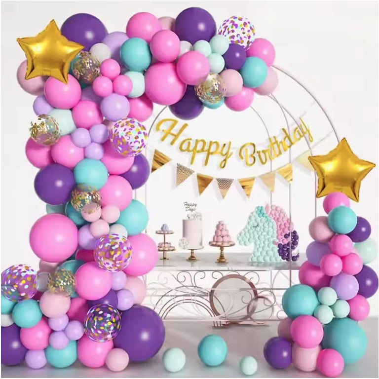 Set 127 Baloane pentru Arcada Happy Birthday, Kit Decorativ pentru Petrecere, Latex Premium, Mix Multicolor