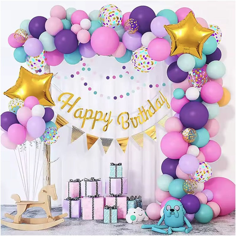 Set 127 Baloane pentru Arcada Happy Birthday, Kit Decorativ pentru Petrecere, Latex Premium, Mix Multicolor