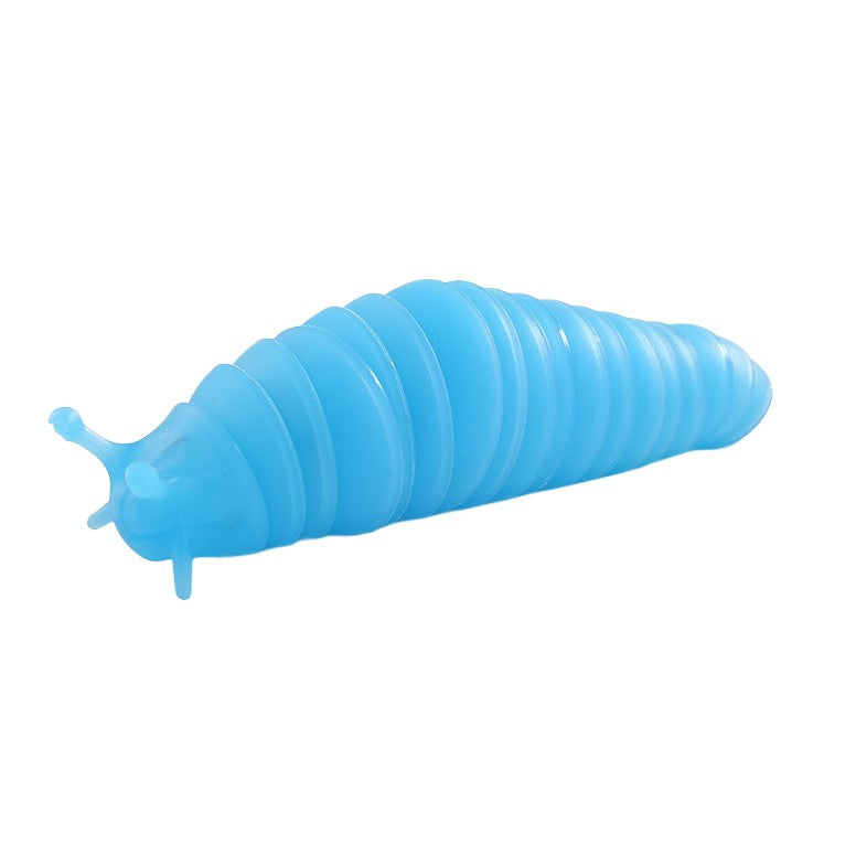 Jucarie Senzoriala Antistres, Fidget Toy Omida Flexibila, Tip Breloc, Plastic, 11 cm, Albastru Transparent
