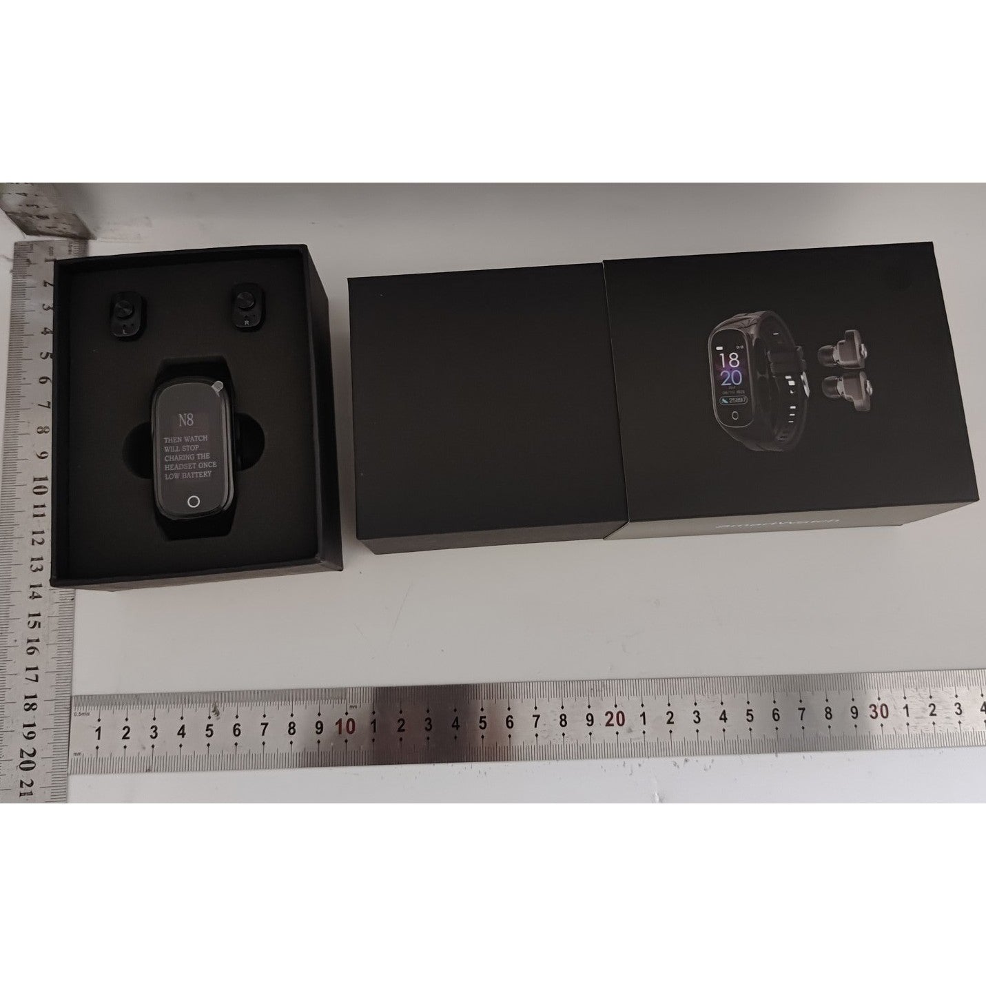 Ceas Smartwatch 2 in 1 cu Casti Bluetooth TWS Integrate, N8, Monitorizare Sanatate si Moduri Sport, Ecran 1.47 inch, Curea Silicon, Negru