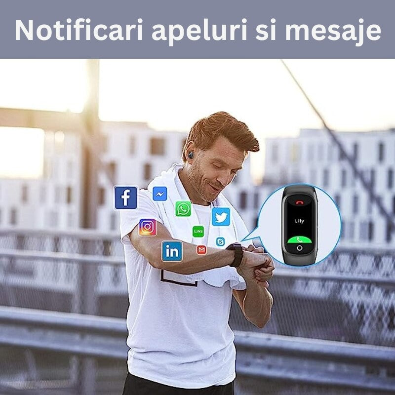 Ceas Smartwatch 2 in 1 cu Casti Bluetooth TWS Integrate, N8, Monitorizare Sanatate si Moduri Sport, Ecran 1.47 inch, Curea Silicon, Negru