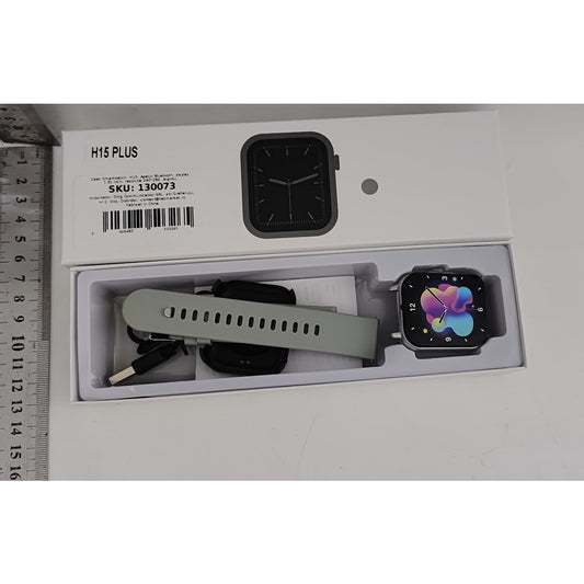 Ceas Smartwatch H15, Apeluri Bluetooth, Monitorizare Puls si Oxigen, Ecran 1.81 inch, Siri, Aliaj Zinc, Argintiu