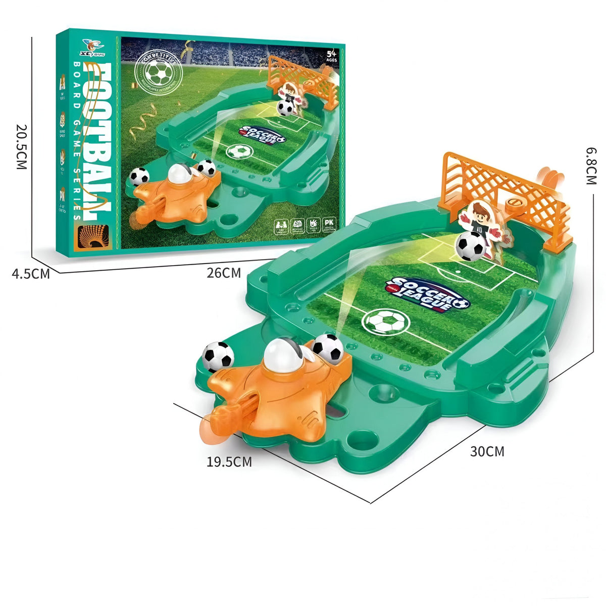 Joc de Masa Mini Fotbal Interactiv pentru Copii, Board Game Competitiv pentru Dezvoltarea Coordonarii, Material ABS Rezistent, Include Mingi si Figurine, 30x19.5x6.8 cm, Multicolor