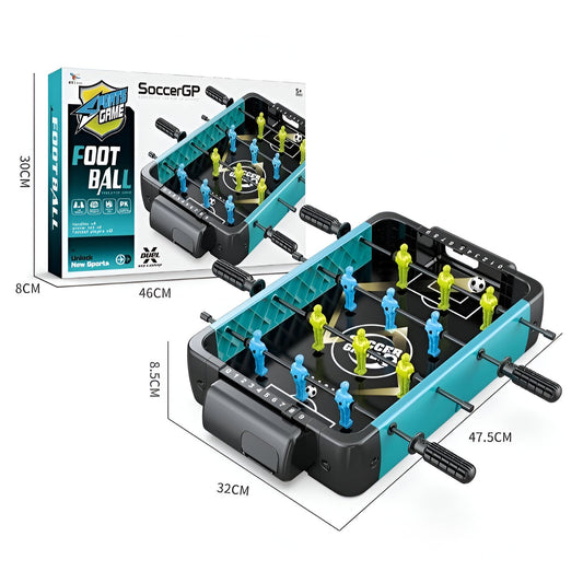Masa de Fotbal de Masa pentru Copii si Adulti, 12 Jucatori si 4 Manere Ergonomice, Include 2 Mingi si Tabela de Scor, Material ABS Rezistent, Design Multicolor, 47.5x32x8.5 cm