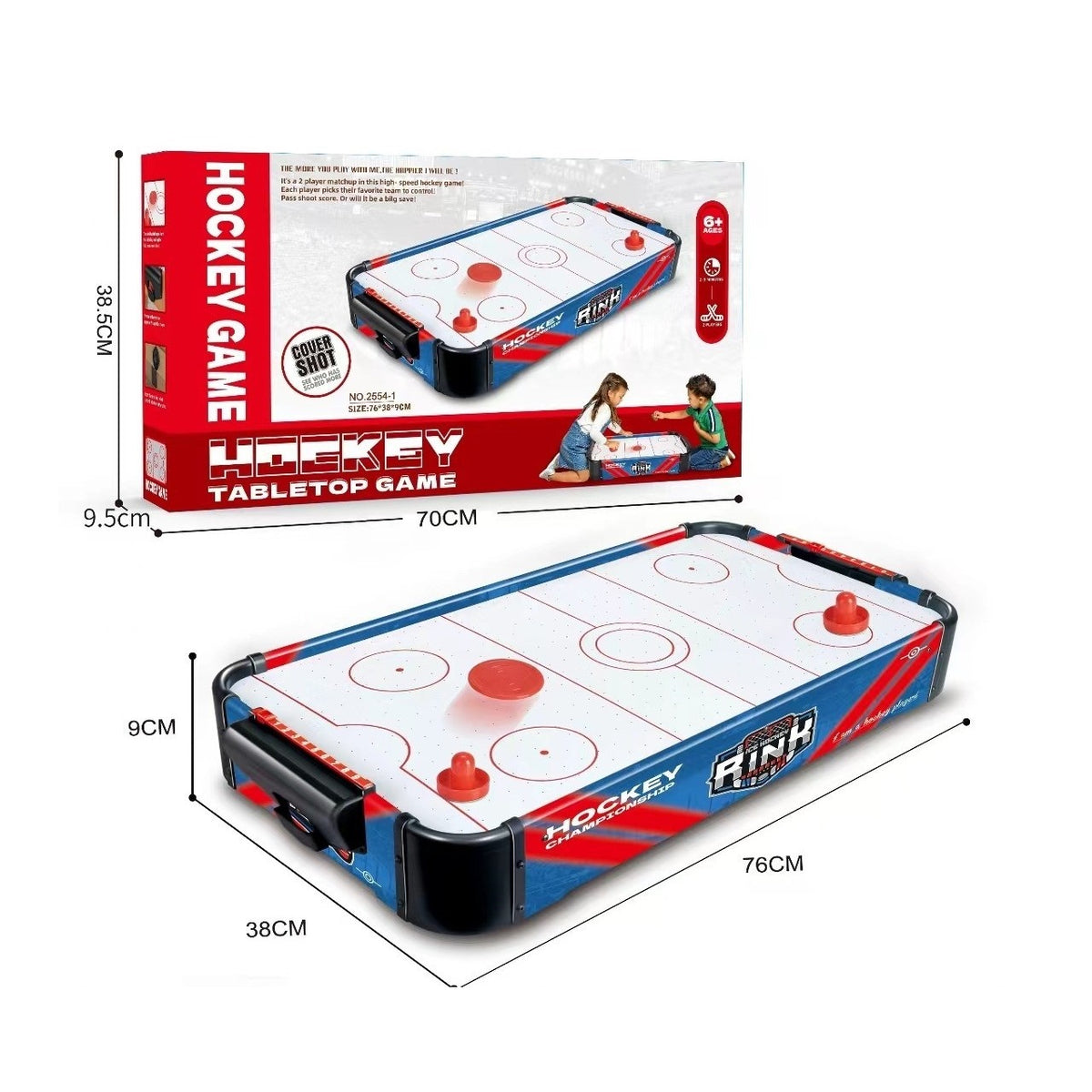 Masa Air Hockey Graffiti pentru Copii si Adulti, Model Fara Picioare cu Ventilator Electric, Tabela Scor si Accesorii Incluse, PVC, 76x38x9 cm, Albastru