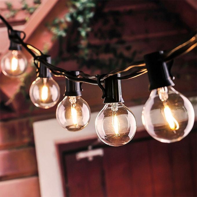 Instalatie Craciun Solara Liniara, Ghirlanda Luminoasa cu 10 Bulbi LED Vintage, Invelis Anti-Inghet, Interior si Exterior, 5 M, Alb Cald