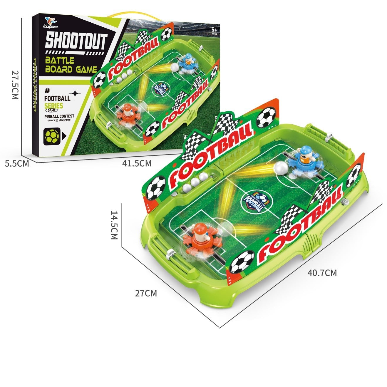 Joc de Masa Interactiv Fotbal pentru Copii, Football Battle Game cu Tabela Scor, Plastic ABS, 4 Mingi Incluse, 40.7x27x14.5 cm, Verde