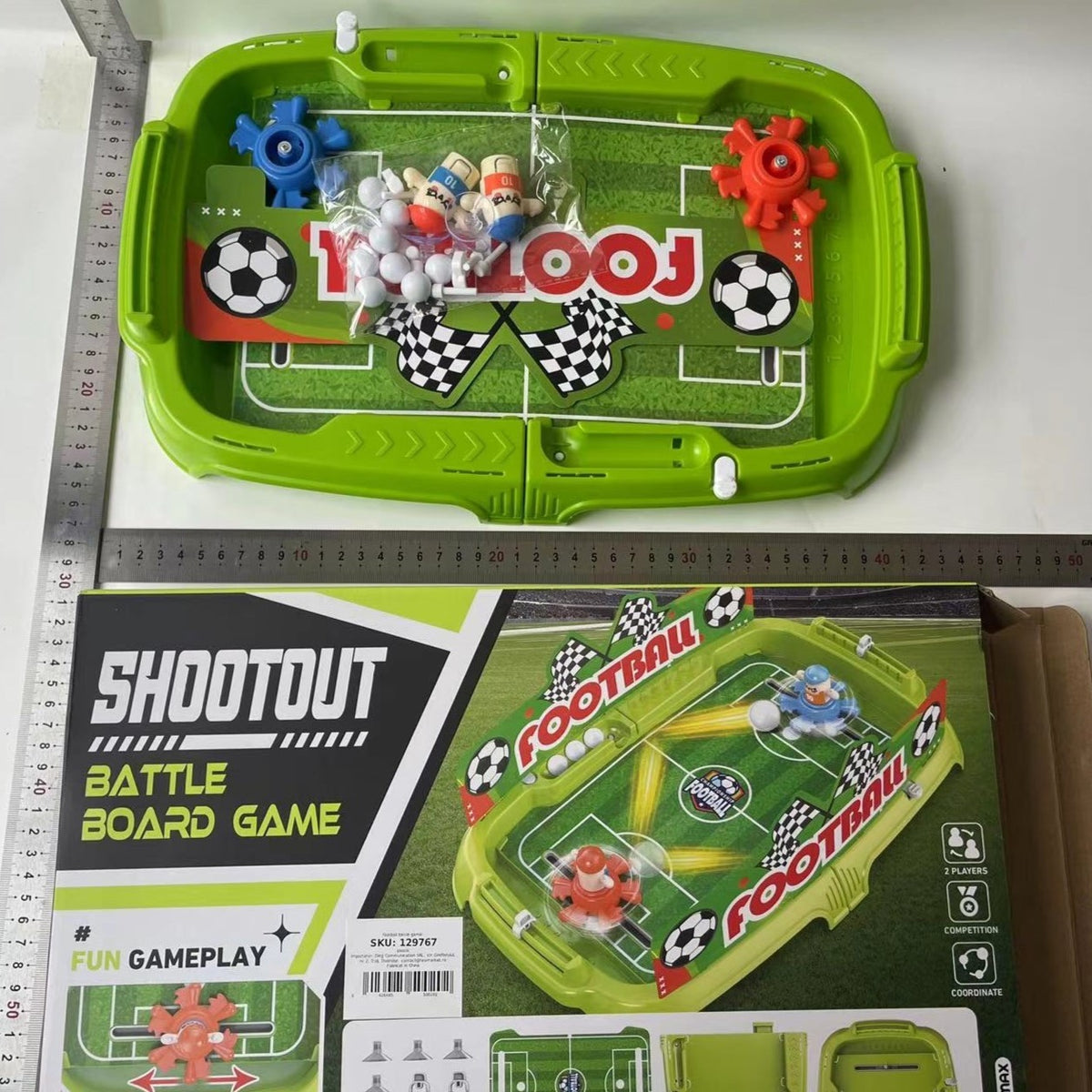 Joc de Masa Interactiv Fotbal pentru Copii, Football Battle Game cu Tabela Scor, Plastic ABS, 4 Mingi Incluse, 40.7x27x14.5 cm, Verde