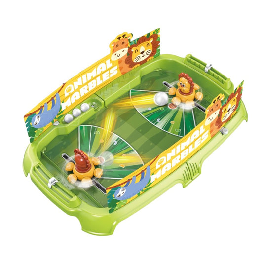 Joc de Masa Interactiv Lion Battle pentru Copii, Masa de Fotbal cu Tematica Leu, Tabela Scor si 4 Mingi, Plastic ABS, 40.7x27x14 cm, Verde