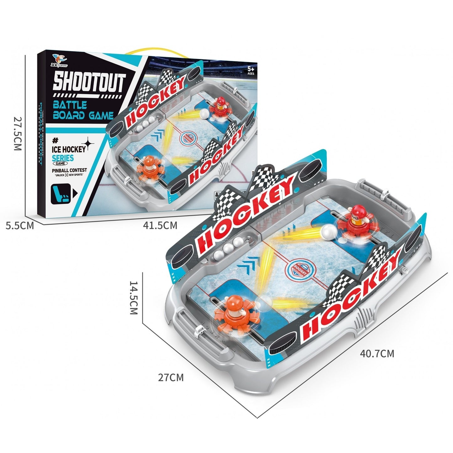 Joc de Masa Interactiv Ice Hockey Battle Game, Mini Hochei pe Gheata cu Tabela Scor si 4 Mingi, Material Plastic, 40.7x27x14.5 cm, Gri
