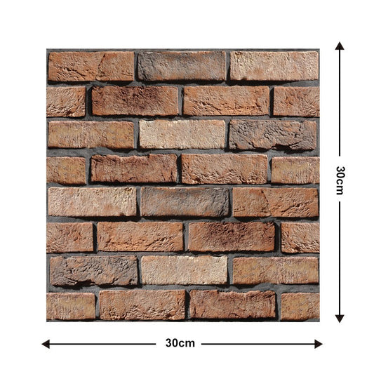 Tapet Autocolant 3D, Set 10 Placi Autoadezive cu Model Caramida, Impermeabil si Rezistent la Apa, Panou Decorativ Texturat, 30x30 cm, Maro